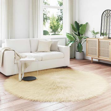 vidaXL Tapijt van imitatie schapenvacht TAFALLA Crèmekleurig, Maison & Meubles, Ameublement | Tapis & Moquettes, Verzenden