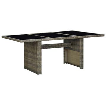 vidaXL Tuintafel poly rattan en gehard glas bruin, Tuin en Terras, Verzenden, Nieuw