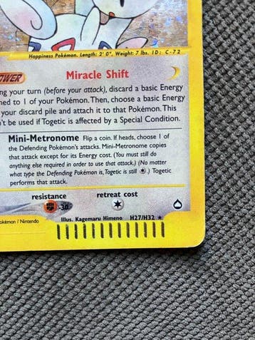 Pokémon - 1 Card - Togetic H27/H32 Holo - WOTC - Aquapolis, Hobby & Loisirs créatifs