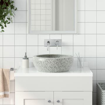 vidaXL Opzetwasbak rond 41x14 cm keramiek grijs, Doe-het-zelf en Bouw, Verzenden, Nieuw