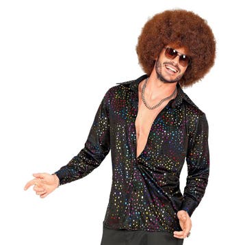 Disco 70S Blouse Zwart Heren Metallic, Verzenden