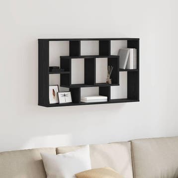 vidaXL Wandplank met plank Zwart Eiken 85 x 16 x 52,5 cm, Verzenden