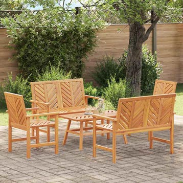 vidaXL Tuin loungeset 5 st Bruin Massief Acacia Hout, Tuin en Terras, Verzenden, Nieuw, Loungeset