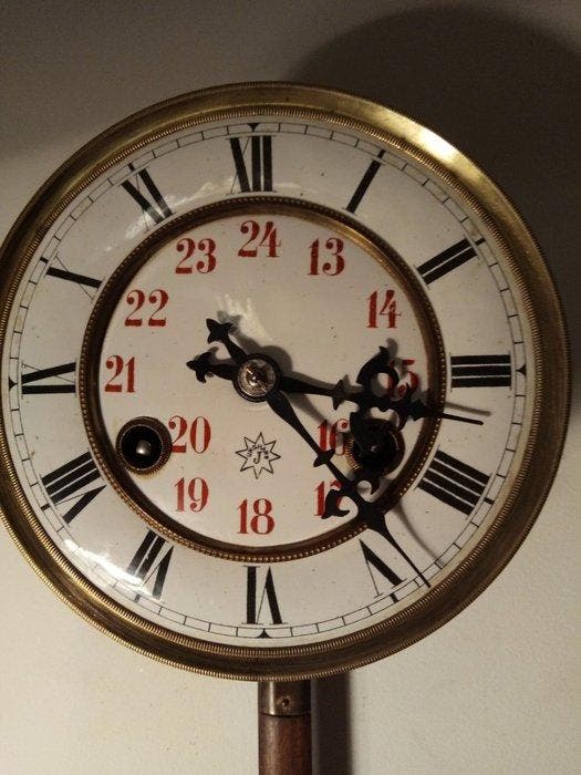 Régulateur - Junghans - Émail, Laiton, Bois - 1930-1940, Antiquités & Art, Antiquités | Horloges
