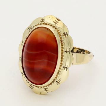Bague - 14 carats Or jaune - 4.49ct. tw. - Agaat