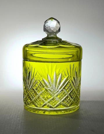Val Saint Lambert - Flasque - une couleur jaune d’absinthe, Antiquités & Art