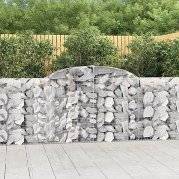 vidaXL Schanskorven 3 st gewelfd 300x30x100/120 cm ijzer, Tuin en Terras, Verzenden, Nieuw