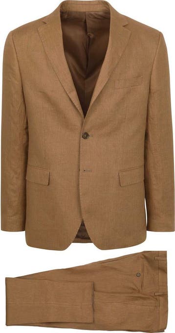 Suitable Linnen Suit Camel maat Maat 56/58 (XL) Heren, Kleding | Heren, Bruin, Verzenden, Suitable, Maat 56/58 (XL)
