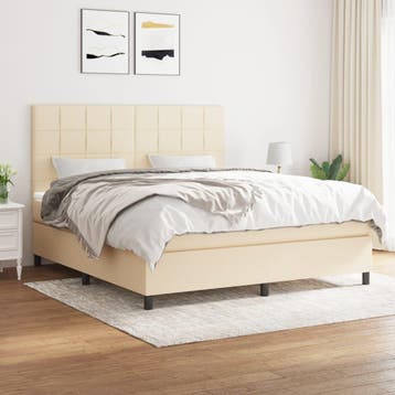vidaXL Boxspring met matras stof crèmekleurig 180x200 cm, Verzenden, Nieuw