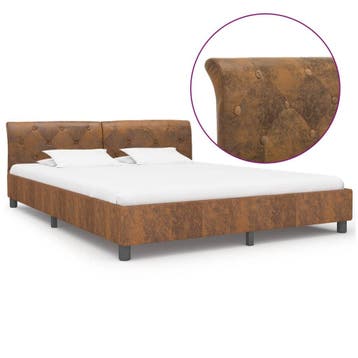 vidaXL Bedframe kunstsuède bruin 180x200 cm, Verzenden, Nieuw