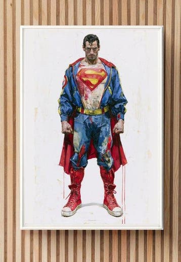 LOLART - Superman en Baskets — Fine Art Print 1/1 Signé —, Cd's en Dvd's, Nieuw in verpakking