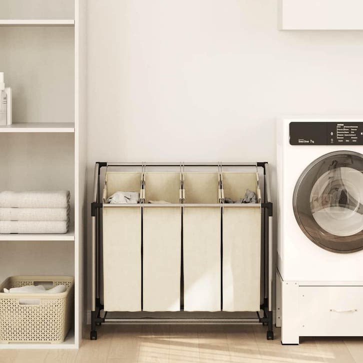 vidaXL Wassorteerder met 4 zakken staal crème, Huis en Inrichting, Woonaccessoires | Overige, Nieuw, Verzenden