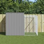 vidaXL Hondenhok met ren 214x253x181 cm staal lichtgrijs, Dieren en Toebehoren, Verzenden, Nieuw