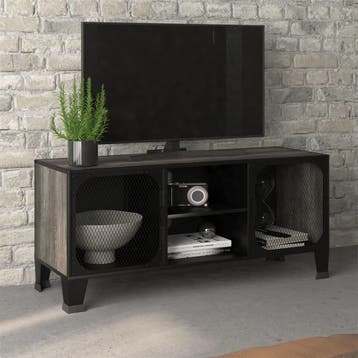 vidaXL Tv-meubel 105x36x47 cm metaal en MDF grijs, Huis en Inrichting, Kasten |Televisiemeubels, Verzenden, Nieuw