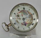 LG Schweiz - Feine gemalte Silber Lepine Spindeluhr - der