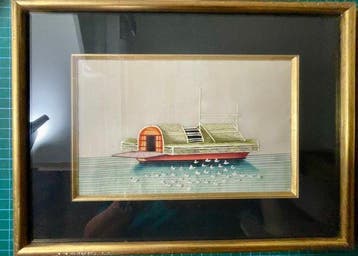 Een paar Chinese pith-schilderijen - rivierkunst - Papier -