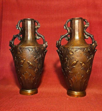 Vase avec couvercle (2) - Régule, Cuivre - Vases Art Nouveau