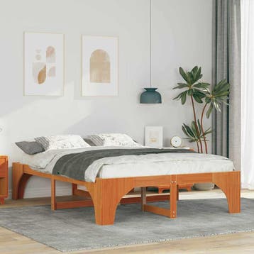 vidaXL Bedframe Bruin 140 x 200 cm Massief grenenhout, Verzenden