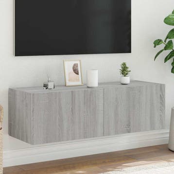 vidaXL Tv-wandmeubel met LED-verlichting 100x35x31 cm grijs, Huis en Inrichting, Kasten |Televisiemeubels, Verzenden, Nieuw