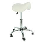 Alora Zadelkruk - Tabouret – Wit Chrome - Kruk – Kapperskruk