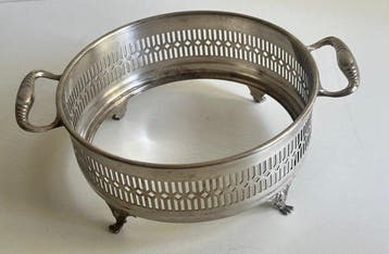 Serveerschaal - Verzilverd - Serveerschotel met glas I