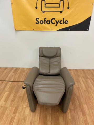 Hukla fauteuil taupe met relaxfunctie – tweedehands, Verzenden