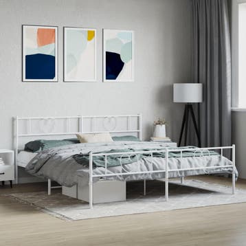 vidaXL Bedframe met hoofd- en voeteneinde metaal wit 180x200, Huis en Inrichting, Slaapkamer | Bedden, Verzenden, Nieuw