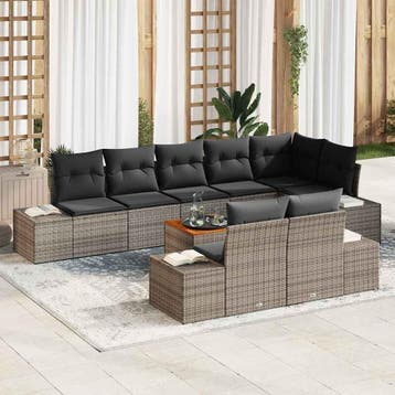 vidaXL Tuinbank Set 9 st Grijs, Verzenden, Nieuw