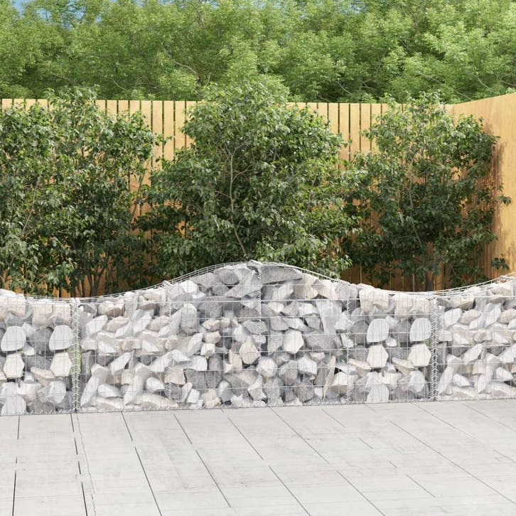 vidaXL Schanskorf gewelfd 200x30x60/80 cm gegalvaniseerd, Tuin en Terras, Bloempotten, Nieuw, Verzenden