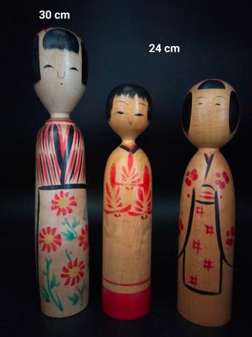 Beeldje - Set van zes traditionele Japanse Kokeshi houten