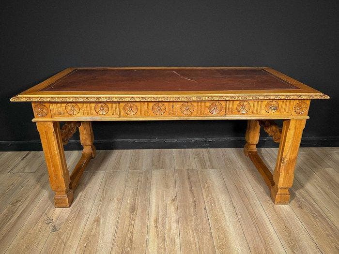 Bureau - imitatieleer - Antica Scrivania Italiana, Antiquités & Art, Antiquités | Autres Antiquités