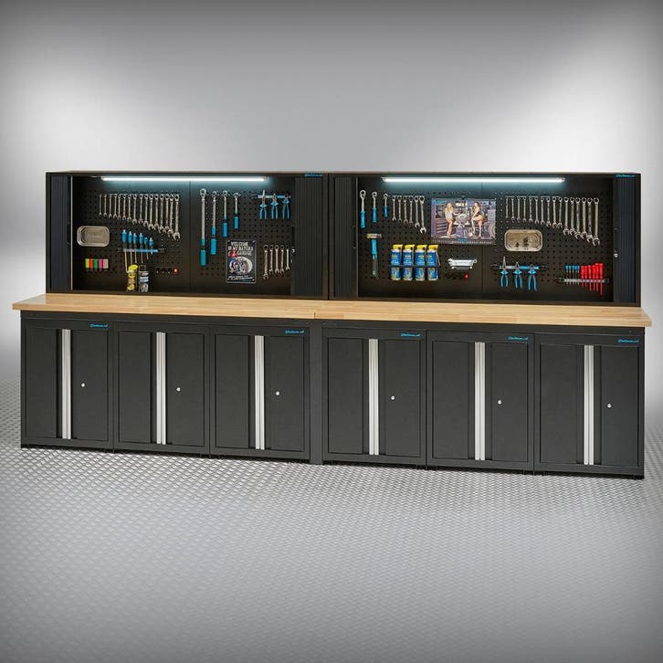 Datona Werkbank PRO eiken - 6 opbergkasten - 2, Doe-het-zelf en Bouw, Werkbanken, Ophalen of Verzenden