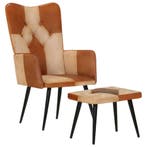 Luxe fauteuil met voetenbank: Tweede kansje, OP = OP!, Huis en Inrichting, Fauteuils, Verzenden, Minder dan 75 cm, Nieuw, Leer