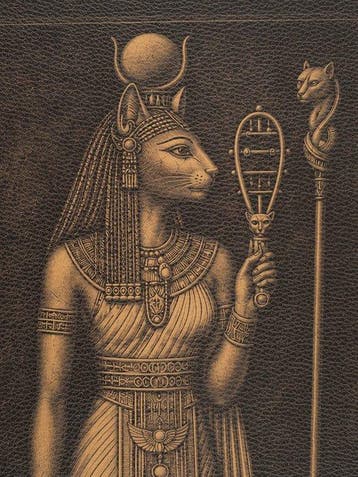Kunsttapijt “Bastet – Beschermgodin van het Oude Egypte” –