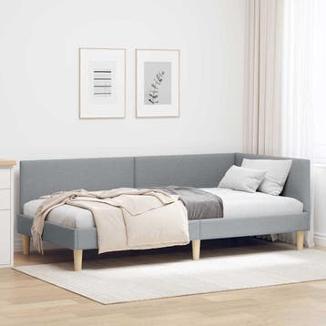 vidaXL Hoek Bed Frame Lichtgrijs 90 cm x 200 cm Stof en, Verzenden