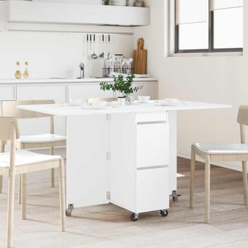vidaXL Eettafel 140 x 80 x 77 cm Bewerkt hout Wit, Huis en Inrichting, Tafels | Eettafels, Verzenden, Nieuw
