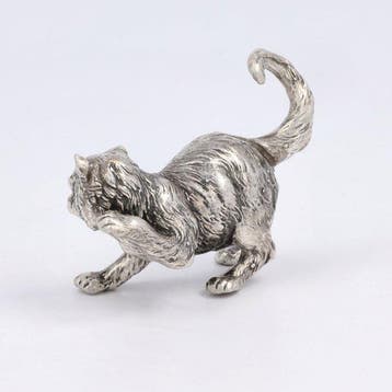NO RESERVE - Louis Premselaar - Poes - Figurine - Argent 835