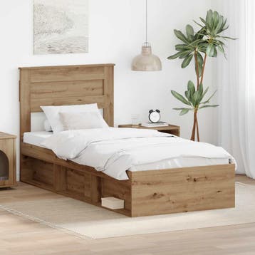 vidaXL Bedframe Ambachtelijk Eiken 75 x 190 cm Massief, Verzenden