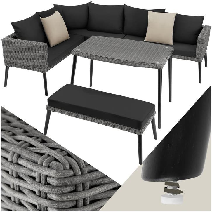 Rotanlounge met aluminium frame Pula - grijs, Jardin & Terrasse, Ensembles de jardin, Envoi