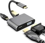 DrPhone CHX2 - 4-in-1 USB-C Hub | HDMI & VGA 4K @ 60Hz | PD, Verzenden, Nieuw