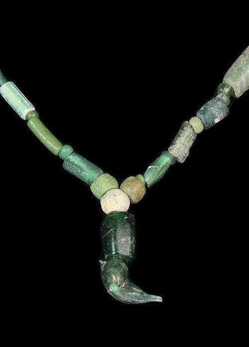 Oud-Romeins Groen Glas Kralenketting (Zonder minimumprijs), Antiek en Kunst, Antiek | Overige Antiek