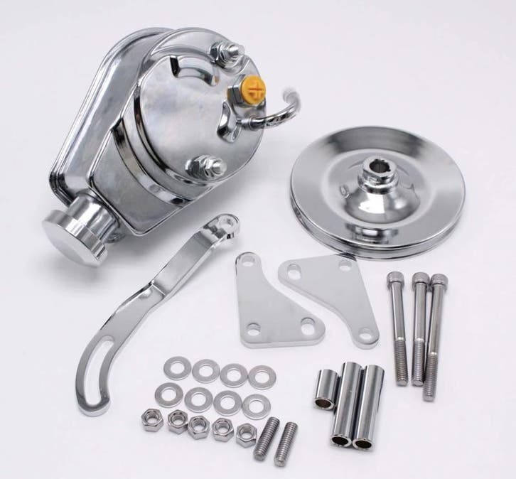 Chrome Power Steering Pump & Bracket & Pulley Kit, SB Chevy, Autos : Pièces & Accessoires, Moteurs & Accessoires, Enlèvement ou Envoi