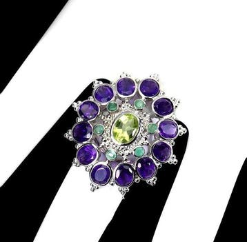 Sans prix de réserve - Bague Or blanc 14K plaqué sur argent