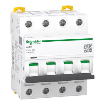 2dekans | Schneider Electric iC60L C 4P 20A 15KA, Bricolage & Construction, Électricité & Câbles, Ophalen of Verzenden