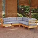 vidaXL 5-delige Loungeset met grijze kussens massief, Verzenden, Nieuw, Loungeset