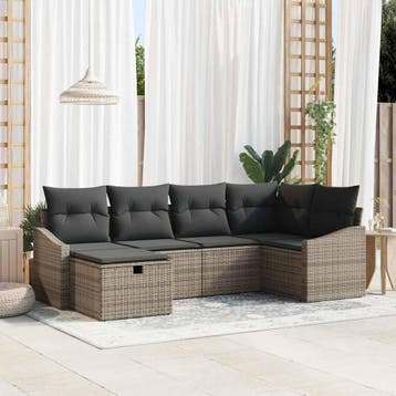 vidaXL Bankstel 7 st poly rattan, Verzenden