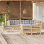 vidaXL 8-delige Loungeset met grijze kussens massief, Verzenden, Nieuw, Loungeset
