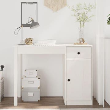 vidaXL Bureau 100x50x75 cm massief grenenhout wit, Huis en Inrichting, Bureaus, Verzenden, Nieuw