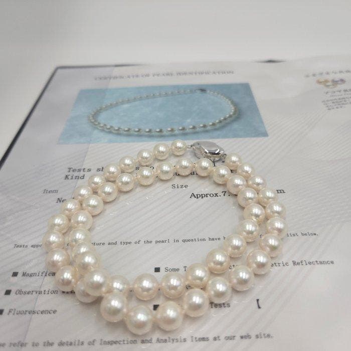 Halsketting Zilver Parel - Akoya 8,0 mm 17,7 in PSL, Bijoux, Sacs & Beauté, Colliers