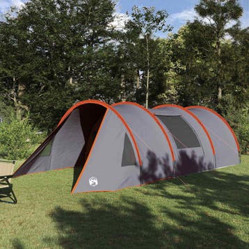 vidaXL Tunneltent voor 4 Personen 4-persoons Grijs en Oranje, Caravans en Kamperen, Verzenden, Nieuw